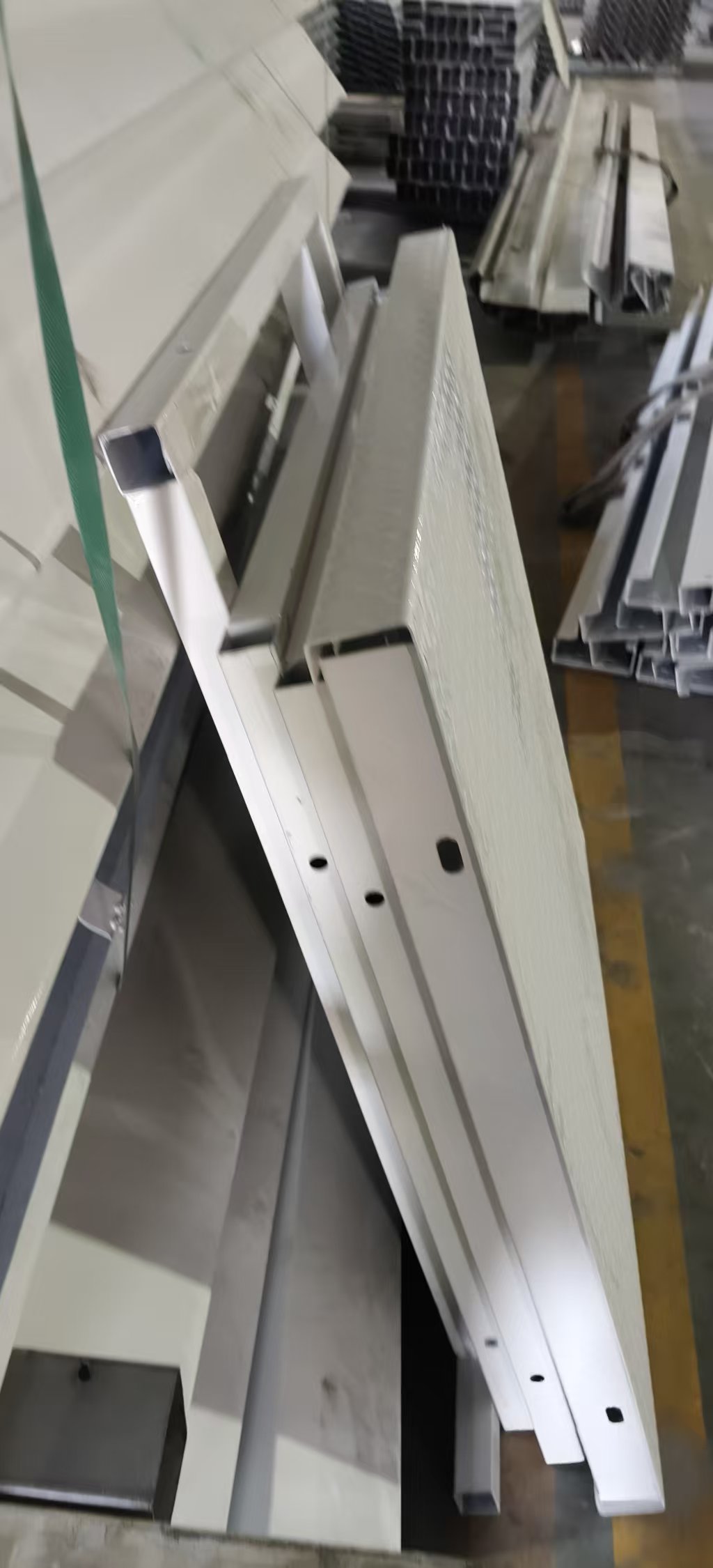White powder-coated modular framing parts