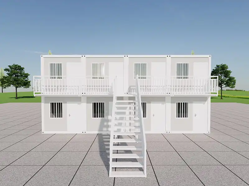 Two-Storey Container Motel with 8 Guest Rooms