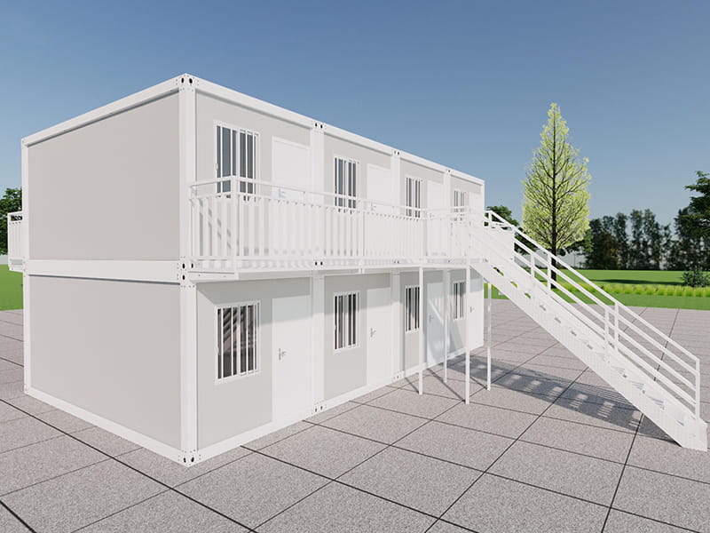 Two-Storey Container Motel with 8 Guest Rooms