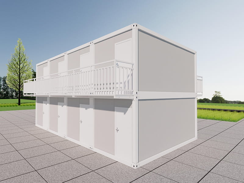 Two-Storey Container Motel with 8 Guest Rooms