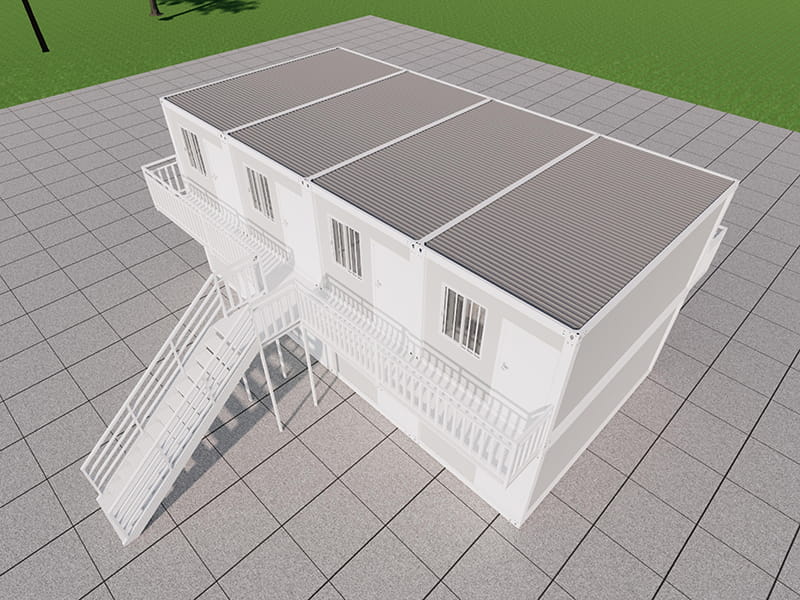 Two-Storey Container Motel with 8 Guest Rooms