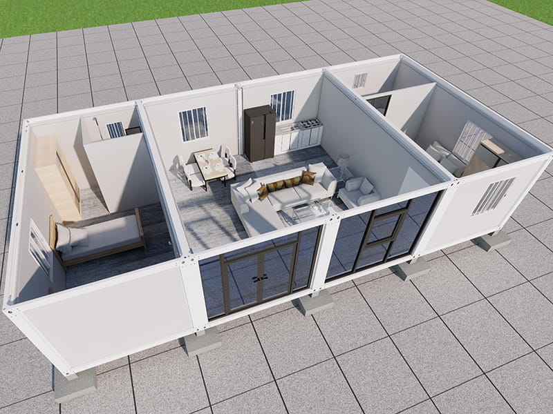 2-Bedroom, 2-Bathroom Container Home with Privacy Glass