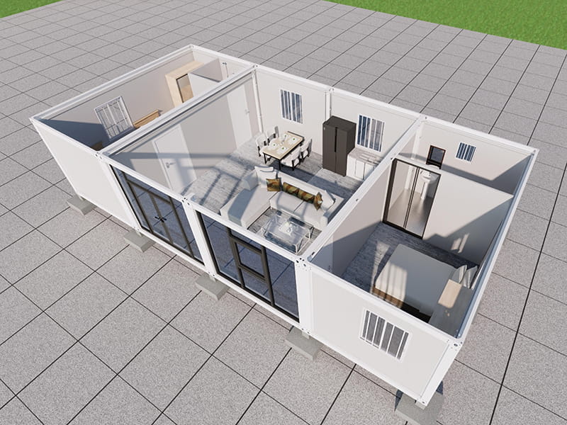 2-Bedroom, 2-Bathroom Container Home with Privacy Glass