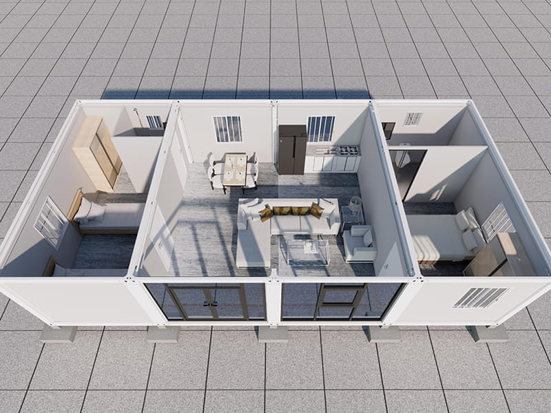 2-Bedroom, 2-Bathroom Container Home with Privacy Glass