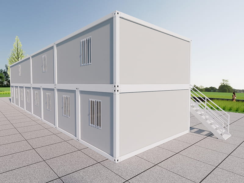 Two-Storey Container Office Built Inside a Warehouse
