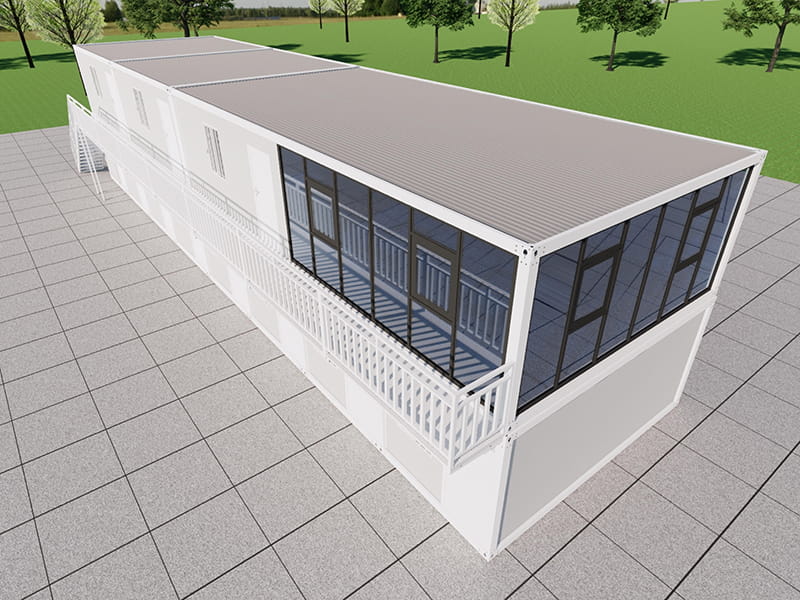 Two-Storey Container Office Built Inside a Warehouse