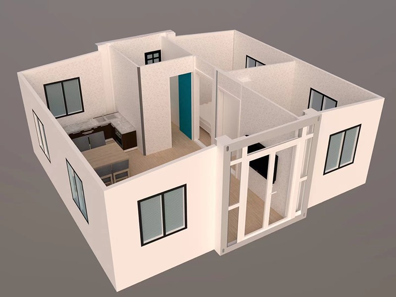 Expandable Container House 3D Cutaway Floor Plan